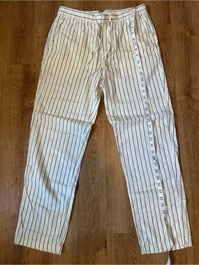 H&M Cream Drawstring Pinstripe Chinos